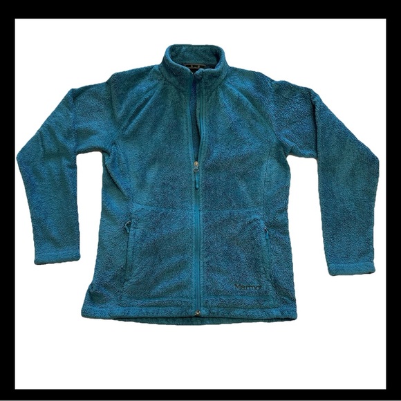 Marmot Jacket Women's Large Teal Blue Full Zip Hiking Outdoor Fleece Jacket - Picture 1 of 7